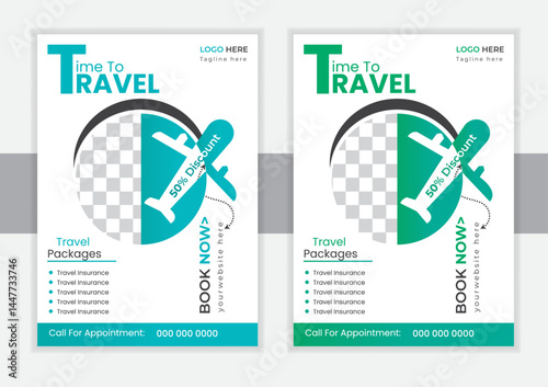 Professional and unique travel flyer template design. modern and clean travel advertising flyer layout design