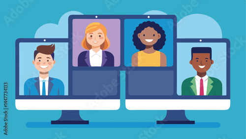 Online discussion board, group chat or video focused group meeting, online conference talking, team chat or technology for team conversation concept, business people chatting dialogue in computer.