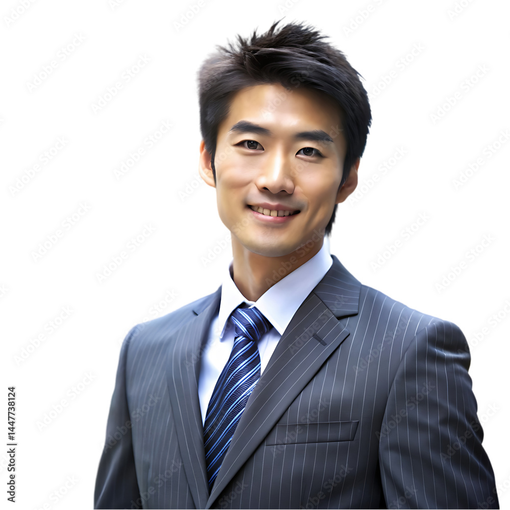 Portrait of a Successful Asian Businessman in a Modern Suit