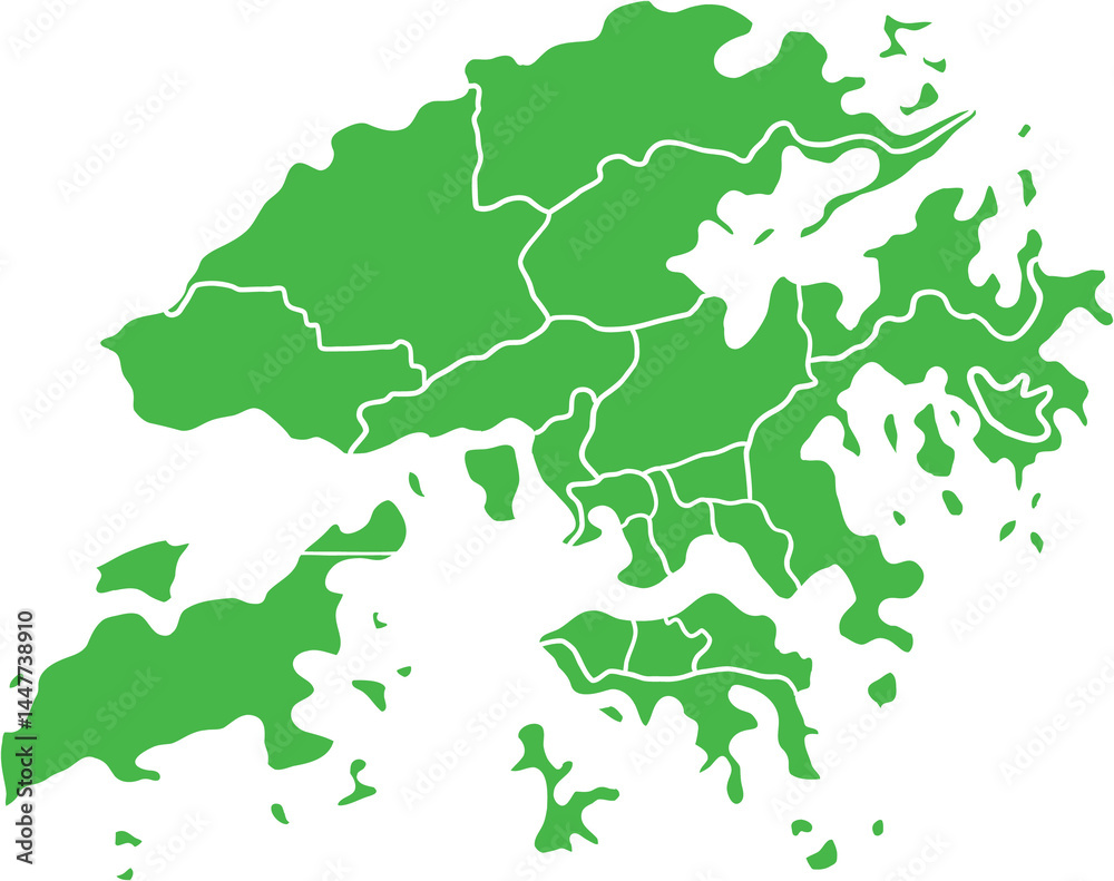 Doodle freehand drawing of Hong Kong city map.