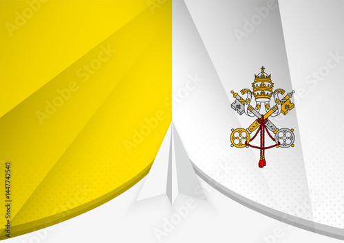 Vatican City Flag with Abstract Paper Airplane Design, National Flag in a geometric folded paper style.