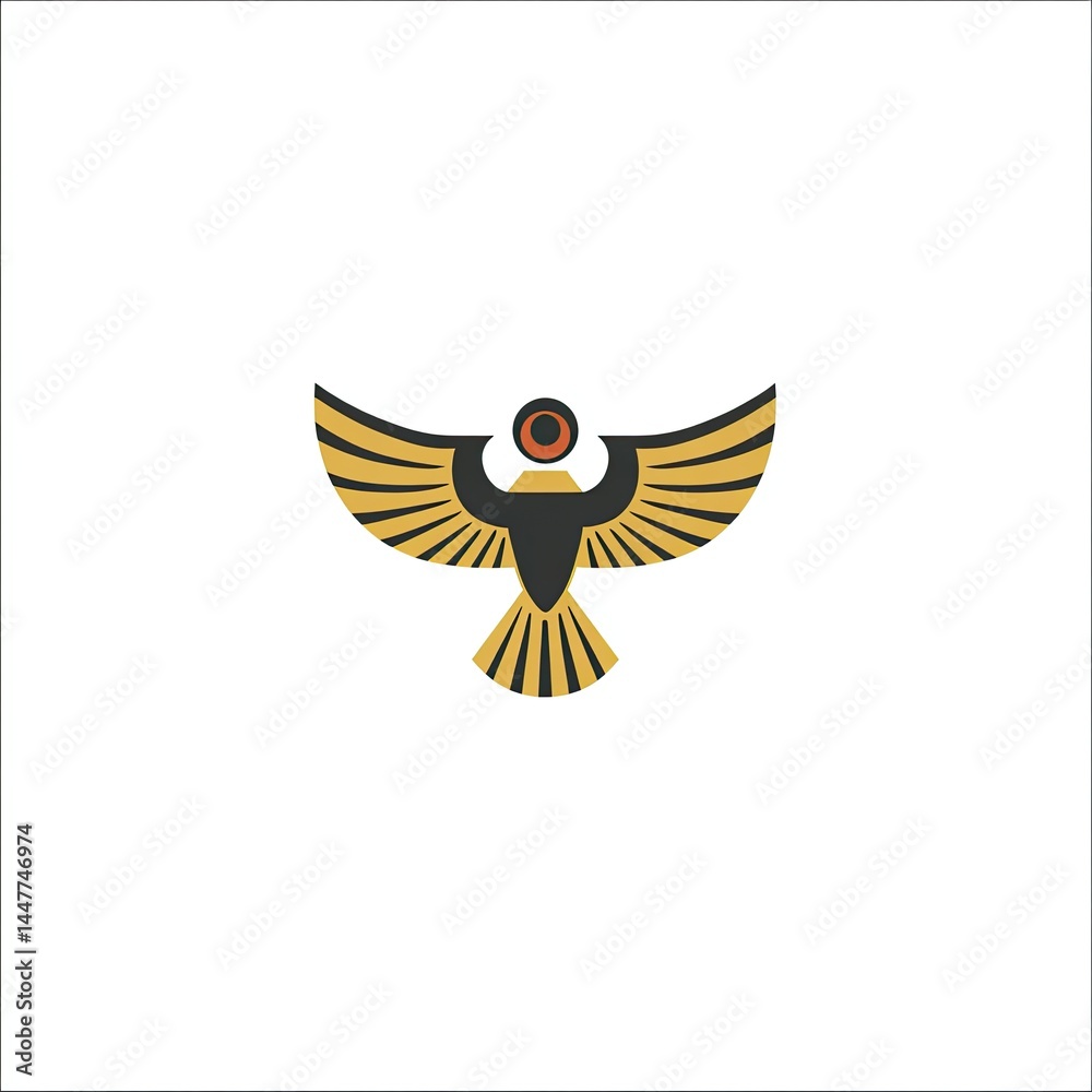 Obraz premium Stylized golden eagle emblem, a symbol of power and flight.
