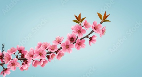 Pink Cherry Blossom Bloom on Branch