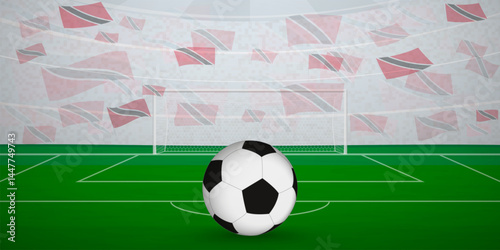 Trinidadian Football Arena Full of Fans with National Flags, Sports Event Illustration.
