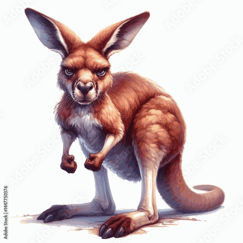 Outback Ire Wash kangaroo angry isolated watercolor vector illustration svg  