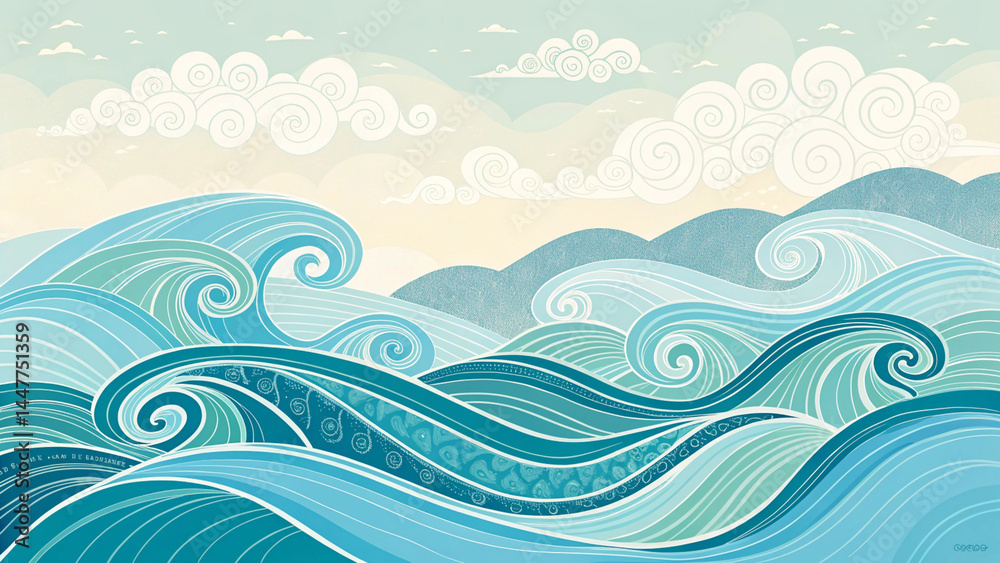 Abstract beach waves wall background Abstract beach waves wall background
