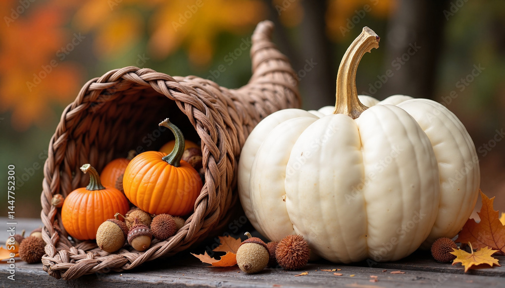 Pumpkin and Cornucopia, Thanksgiving - ComfyUI_0038