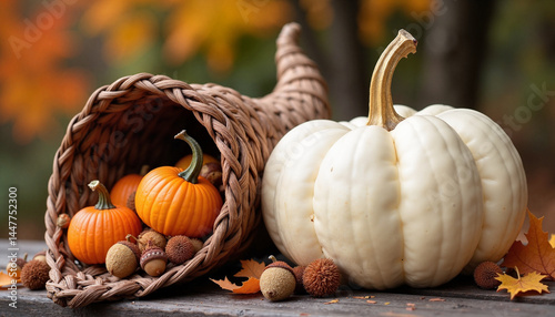 Pumpkin and Cornucopia, Thanksgiving - ComfyUI_0038  
