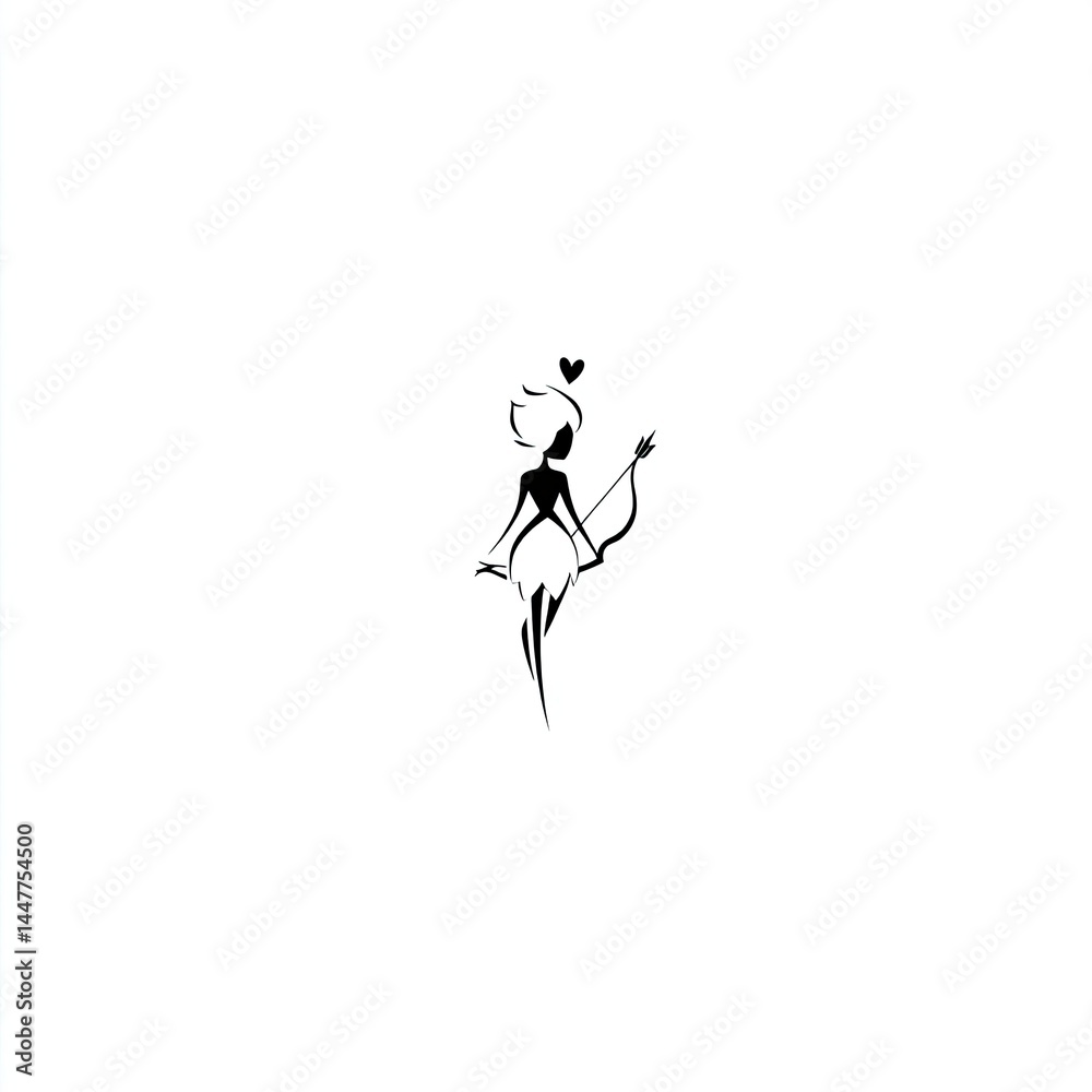 Graceful, stylized figure of a woman with bow and arrow.