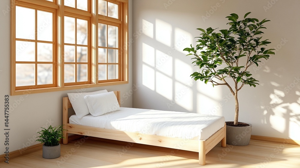 Fototapeta premium Modern minimalist bedroom design