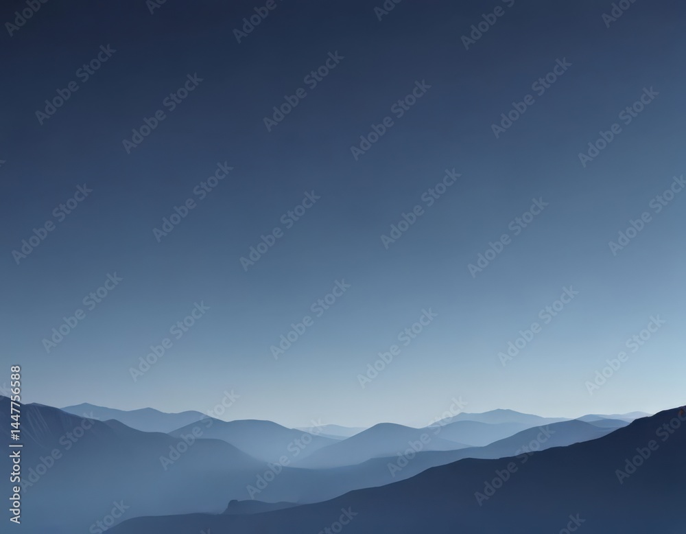 Fototapeta premium Serene navy to sky blue gradient, smooth texture, illustration, sophisticated, calming background