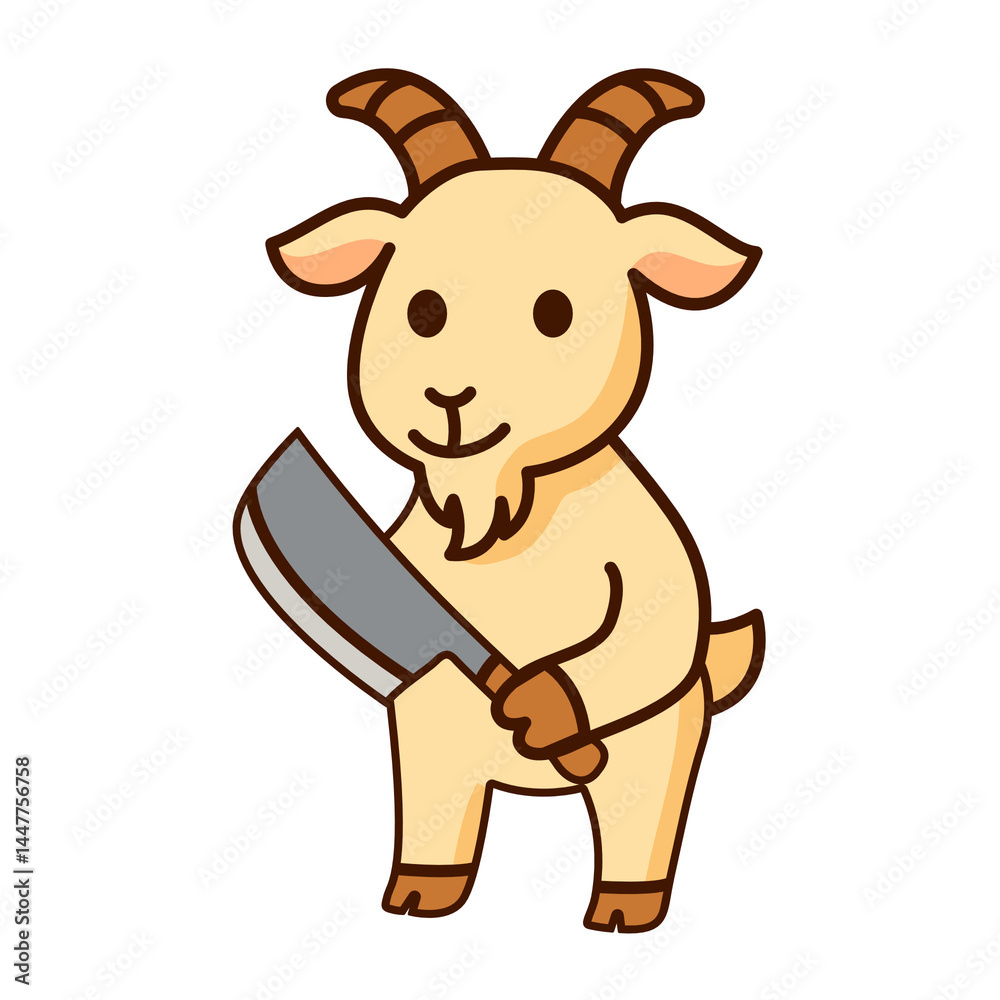 Fototapeta premium cute goat hold knife