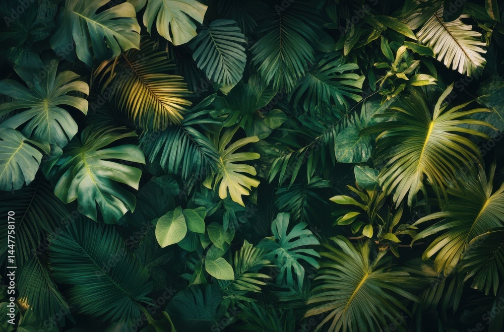 Fototapeta Wide-angle shot of a tropical rainforest canopy,