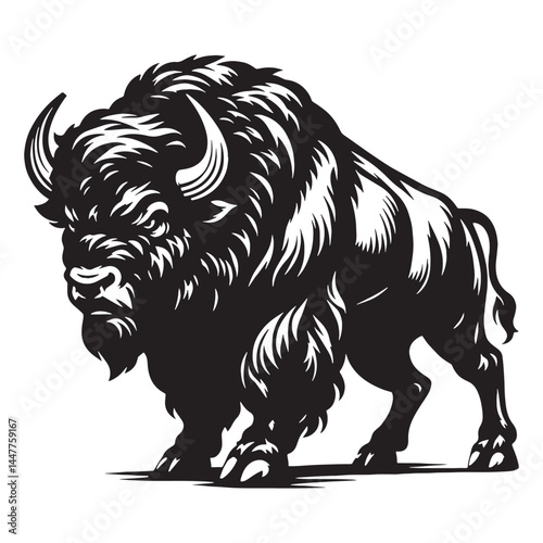 Refined bison silhouette vector tailored for professional brand visuals – bison silhouette – bison vector – bison illustration – silhouette of bison

