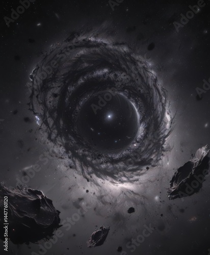 Vast, inky black cosmos, distant swirling galaxies ,  spacetime,  background,  interstellar