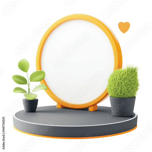Creative plant display on stand modern home decor indoor setting. Isolated on transparent background, png.
