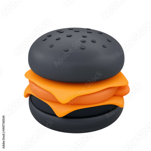 Delicious burger creation food art vibrant colors indoor creative. Isolated on transparent background, png.