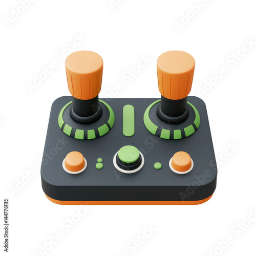 Gaming controller action home setup equipment modern top view. Isolated on transparent background, png.
