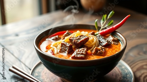 Laotian Spicy Noodle Soup with Lemongrass and Beef