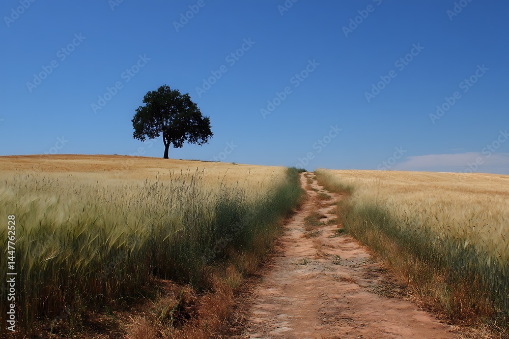 Summer Wheat Fields with Dirt Paths
Summer Wheat Fields with Dirt Paths