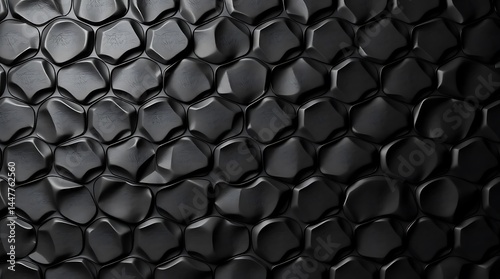 Dark Black 3D Honeycomb Pattern: Modern, Geometric Texture for Backgrounds and Design Projects 