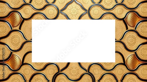  Ornate Gold and Blue Decorative Frame with Intricate Mosaic Pattern: Elegant Border for Invitations and Design Layouts