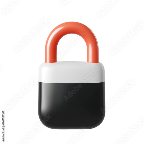 Close-up of a creative minimalist padlock modern security concept. Isolated on transparent background, png.