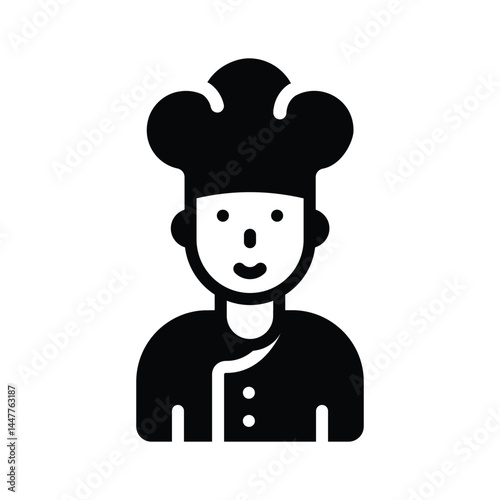 An icon of chef avatar is creatively designed in glyph style
