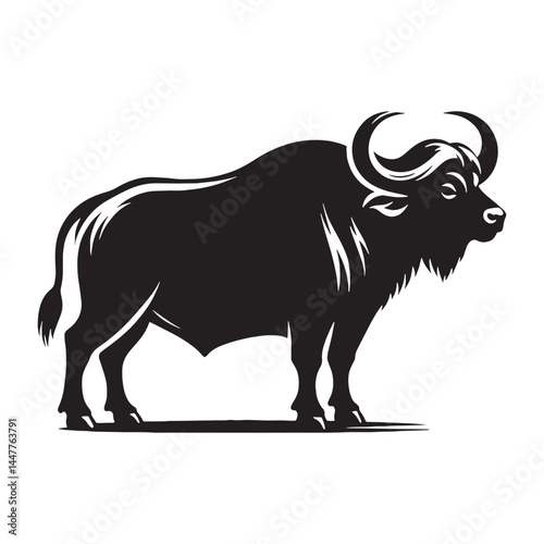 Artistic buffalo silhouette vector tailored for creative design assets – buffalo silhouette – buffalo vector – buffalo illustration – silhouette of buffalo

