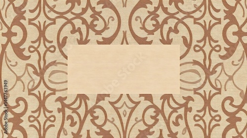 Elegant Damask Pattern Stock Image: Classic Beige and Brown Design with Ornate Swirls for Luxurious Backgrounds and Decorative Projects