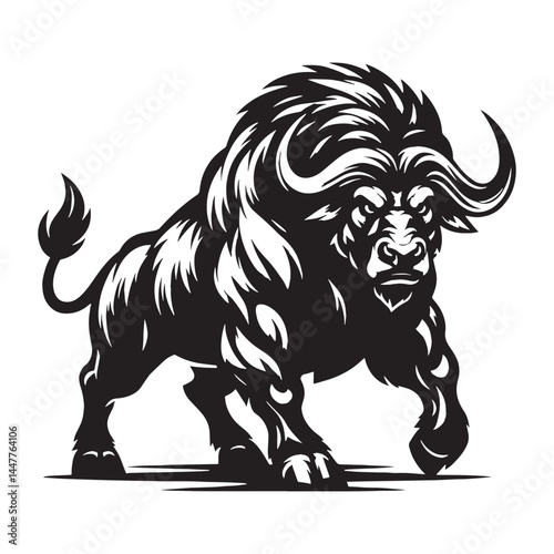 Distinct buffalo silhouette vector created for powerful visual assets – buffalo silhouette – buffalo vector – buffalo illustration – silhouette of buffalo

