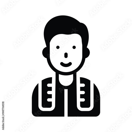 A well designed glyph style icon showing tailor character