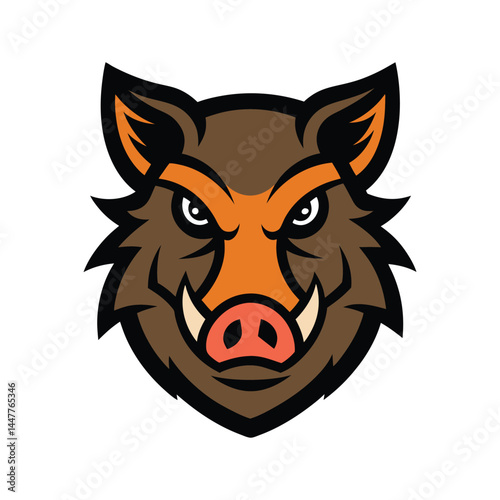 boar head mascot logo vector art illustration 
