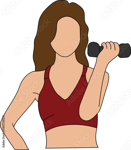 Colored Vector Illustration Woman Lifting Weight