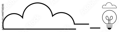 Cloud outline connecting to a lightbulb symbolizing innovation, technology, and idea generation. Ideal for creativity, brainstorming, technology, digital solutions, energy, startups cloud computing