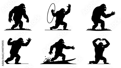 "gorilla art, strong gorilla, heart gorilla, surf gorilla, gorilla silhouette, bodybuilding gorilla, muscle monkey, heart symbol, animal strength, heroic gorilla, surfboard design, fitness mascot, gym