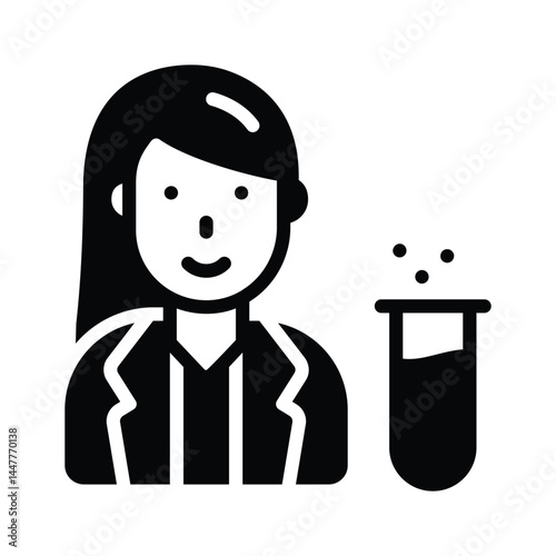 Get this amazing glyph icon of female scientist with test tube