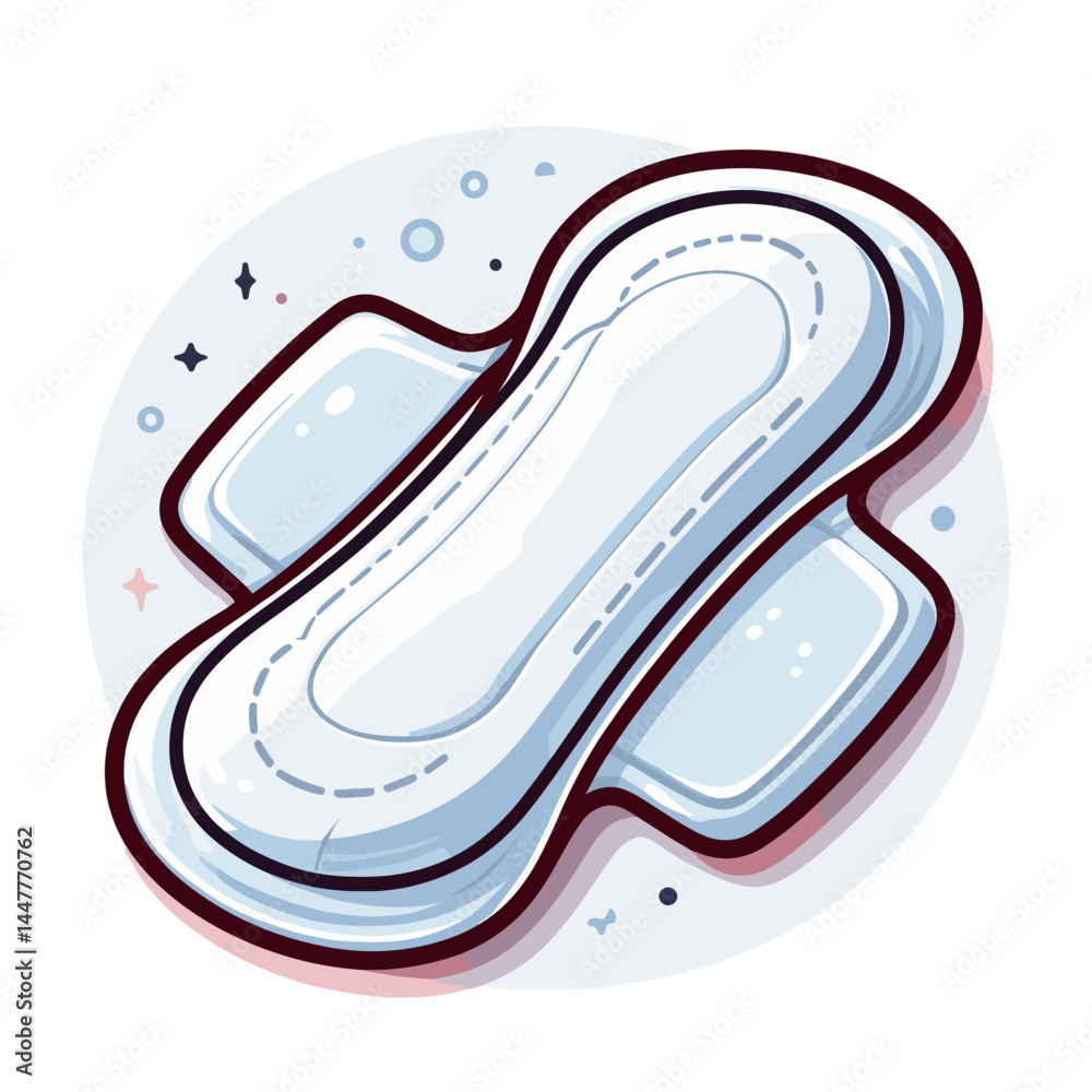 Obraz premium Feminine hygiene pad in white with protective layers. Perfect for women's health products, personal care, and menstrual education illustrations.