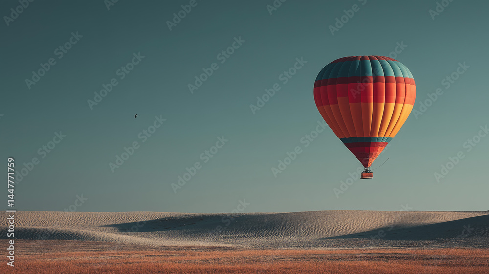 Fototapeta premium Floating High: A Colorful Air Balloon in the Sky