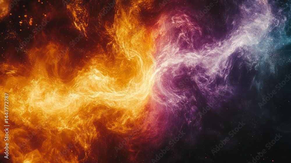 Obraz premium Fiery and mystical cosmic energy clash
