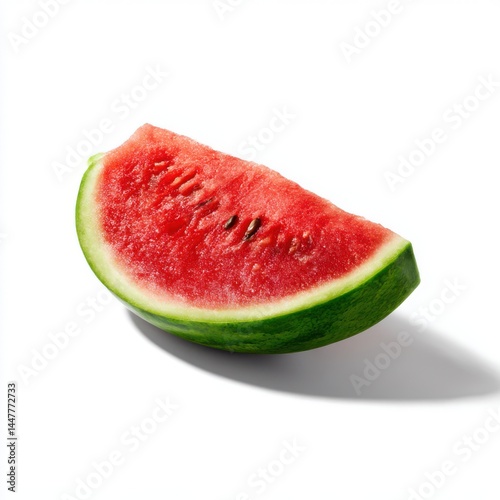 Watermelon slice close up studio shot on white background