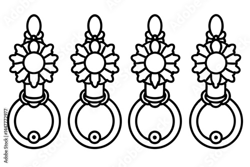 Classic Wreath and Knocker Linework Art