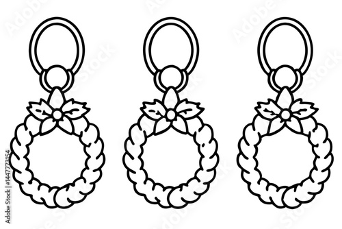Classic Wreath and Knocker Linework Art