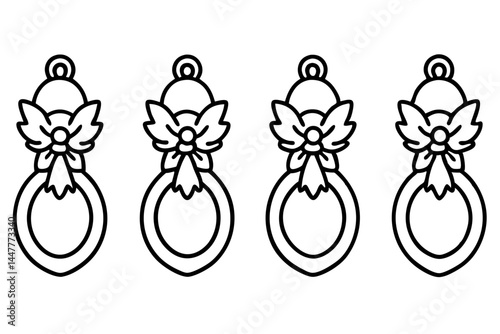 Classic Wreath and Knocker Linework Art