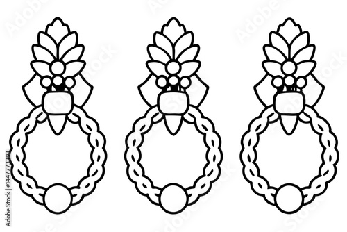 Classic Wreath and Knocker Linework Art