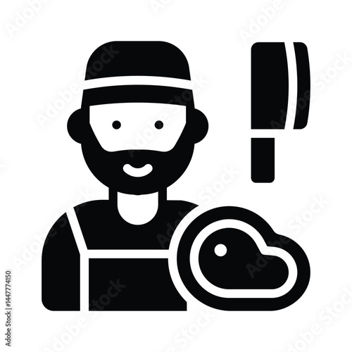 A ready to use glyph icon showing butcher character