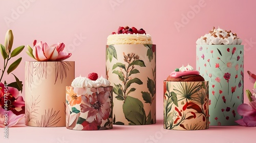 Stunning variety of artisan cakes showcased in elegant packaging perfect for any occasion or special celebration