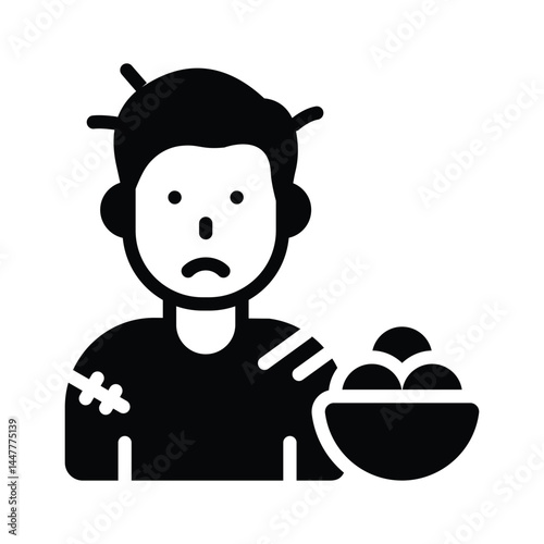 Check out premium glyph icon showing beggar child with a bowl