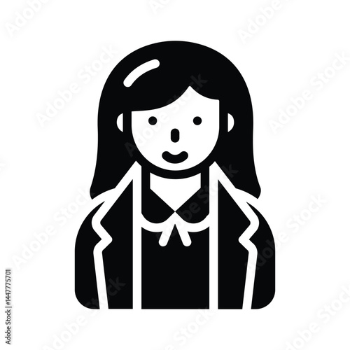 Easy to use glyph icon of female attorney profile