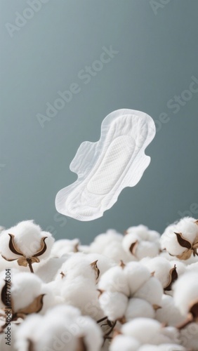 Sanitary Pad Floating Above Cotton Bolls